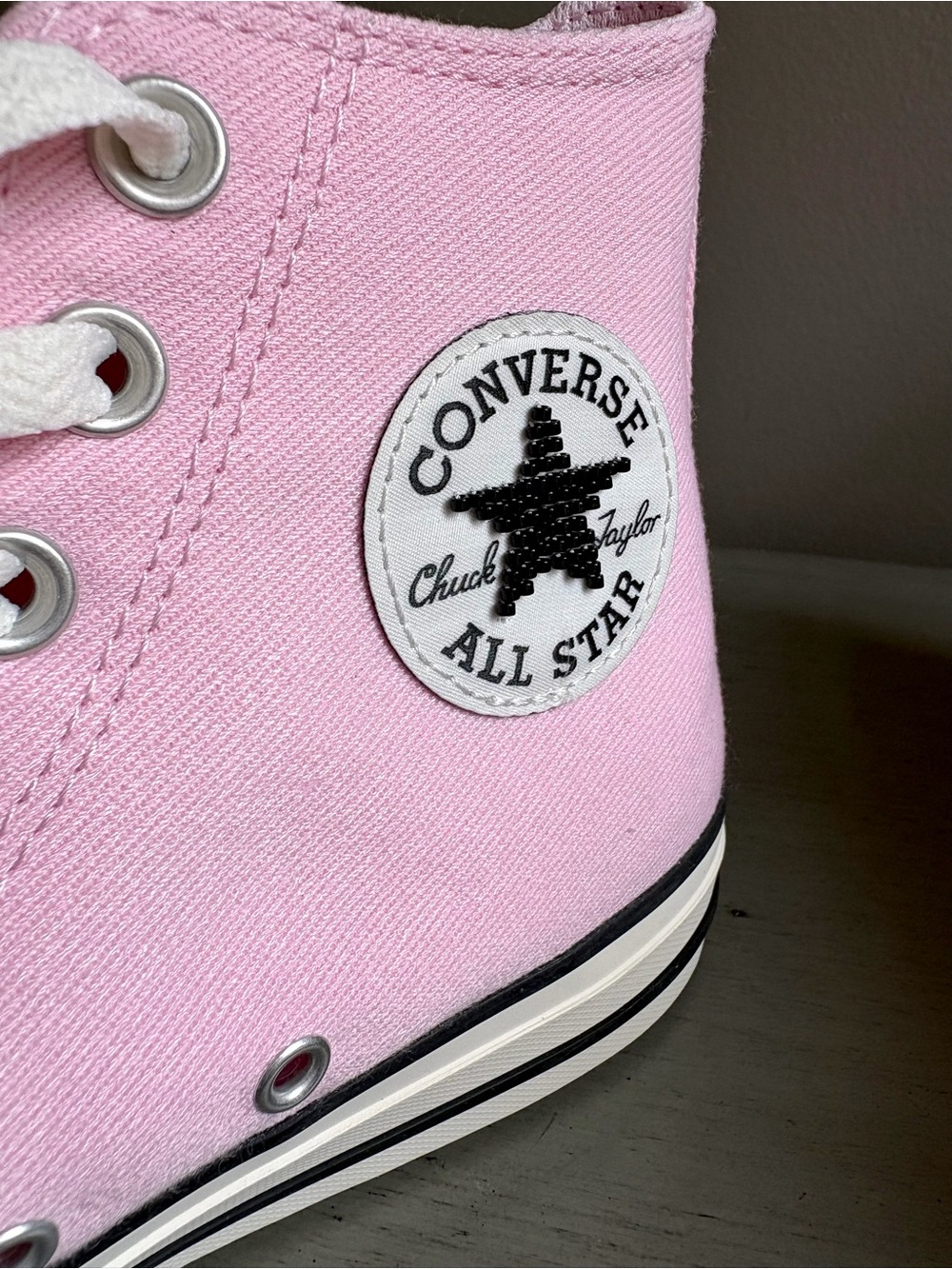 Converse Chuck Taylor All Star High Top Pink Beaded Floral Sneaker Women 8.5 - Picture 7 of 15